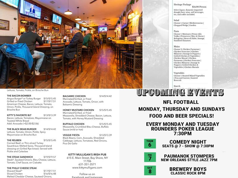 Kitty Mulligans Irish Pub Menu