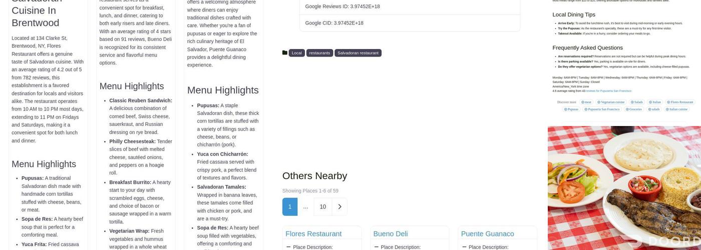 Pupuseria San Francisco Menu