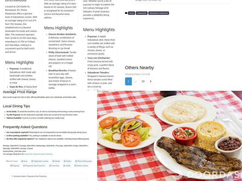 Pupuseria San Francisco Menu