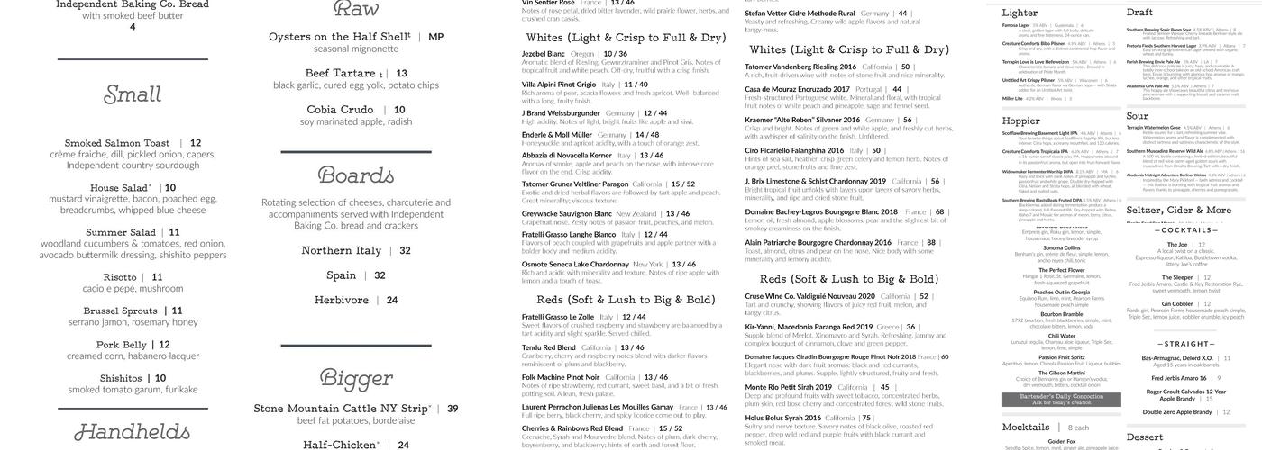 Butcher & Vine - Athens Menu