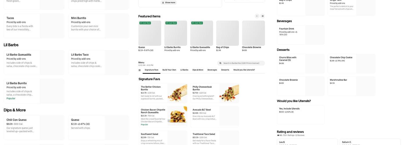 Barberitos Menu