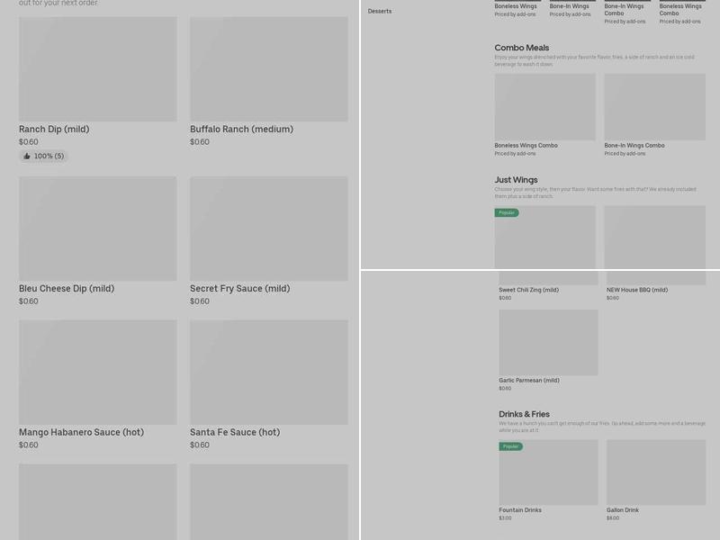 It's Just Wings Menu