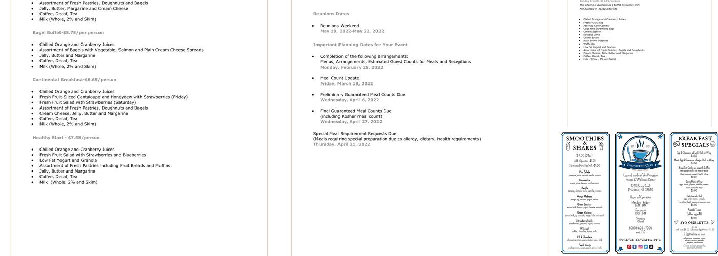 Princeton Café Menu