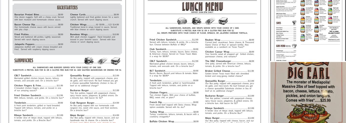 The D&E Grille Menu