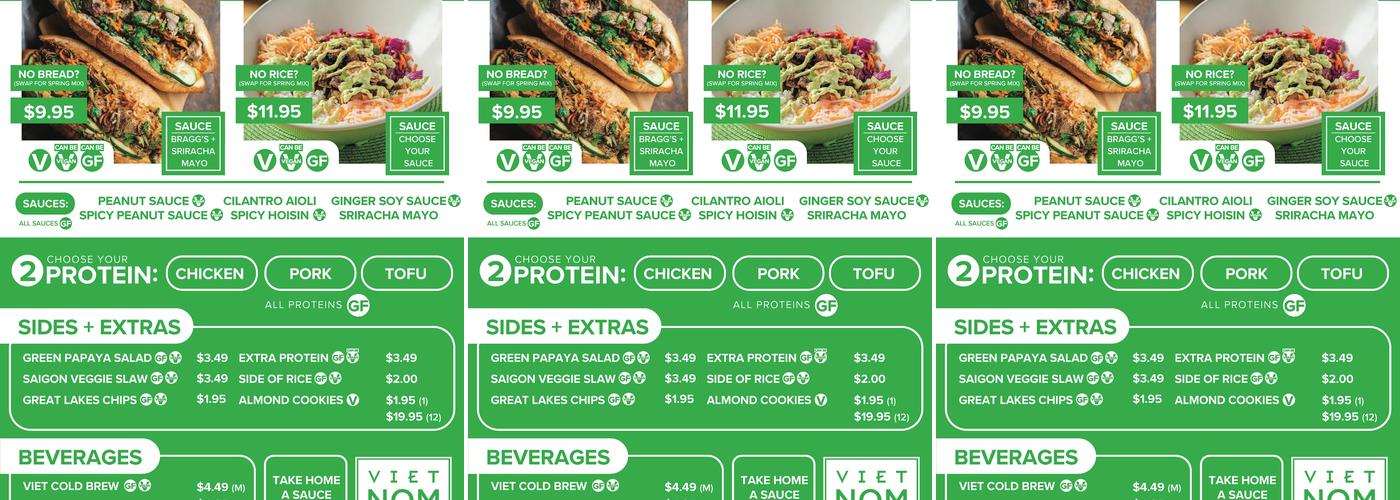 Viet Nom Nom Menu