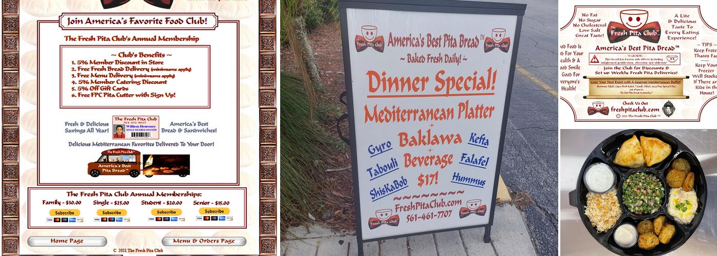The Fresh Pita Club Menu