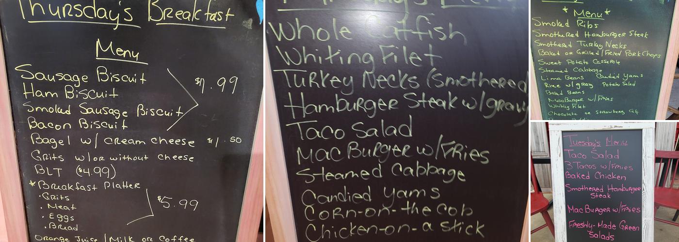 Mac and Vic's country Store Menu