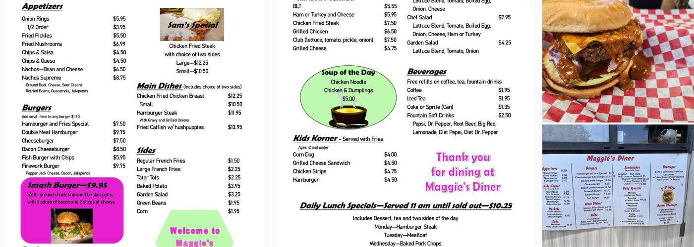 Maggie’s Diner Menu