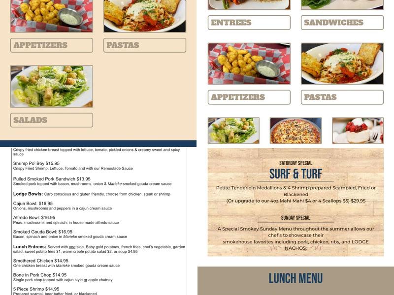 Lake Wissota Lodge and Event Center Menu