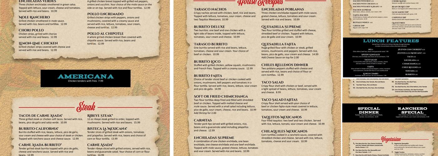 El Tarasco Menu