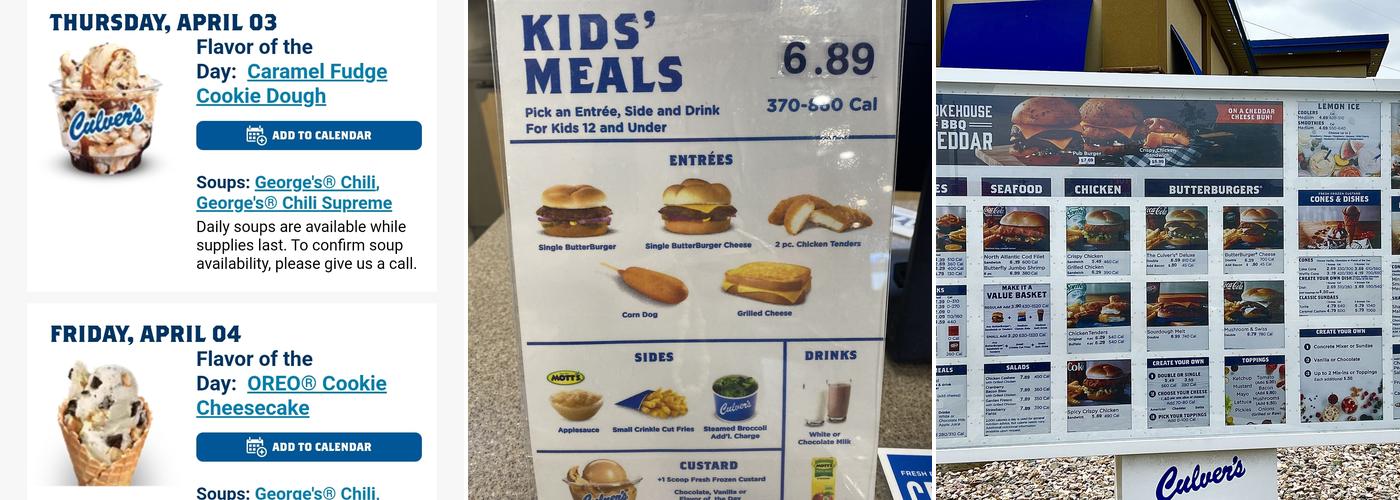 Culver’s Menu