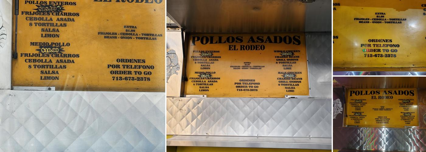 Pollos asados el rodeo Menu