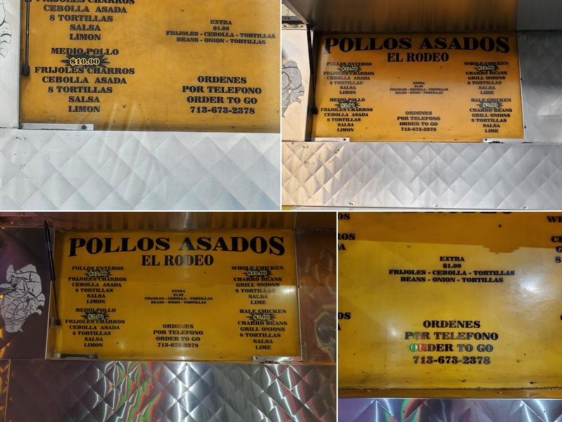 Pollos asados el rodeo Menu