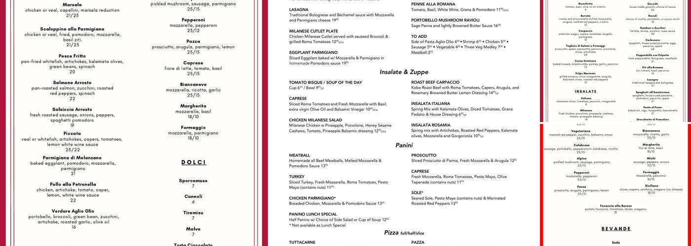 Pizzeria da Michi Menu