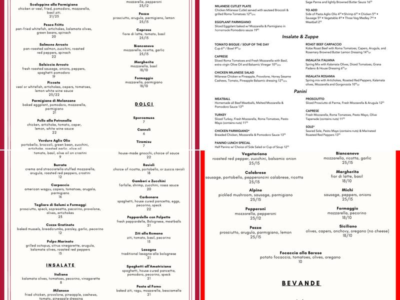 Pizzeria da Michi Menu