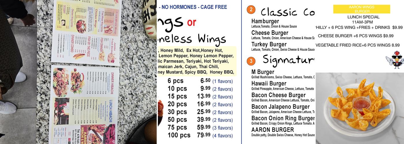 AARON WINGS &BURGER Menu