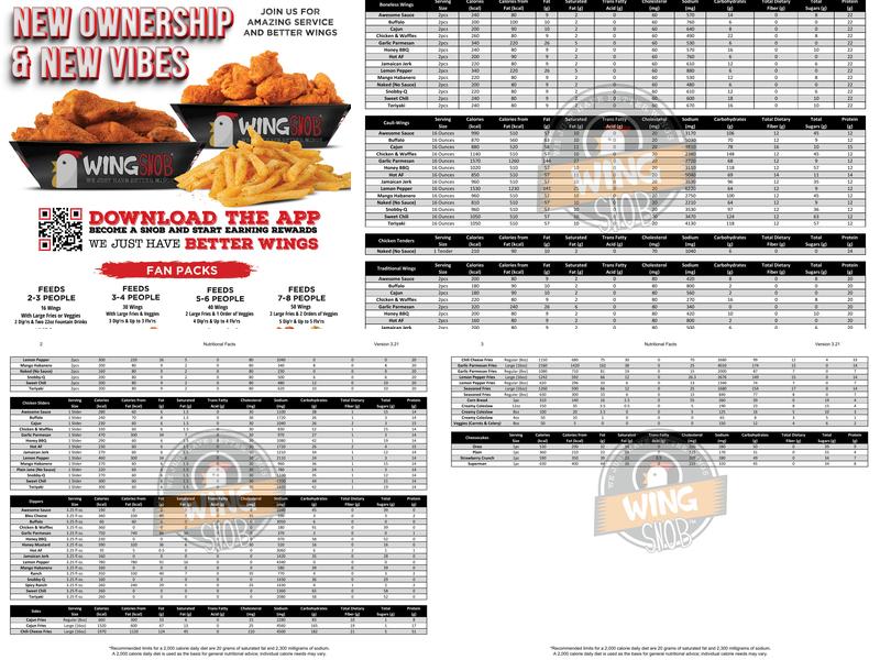 Wing Snob Menu