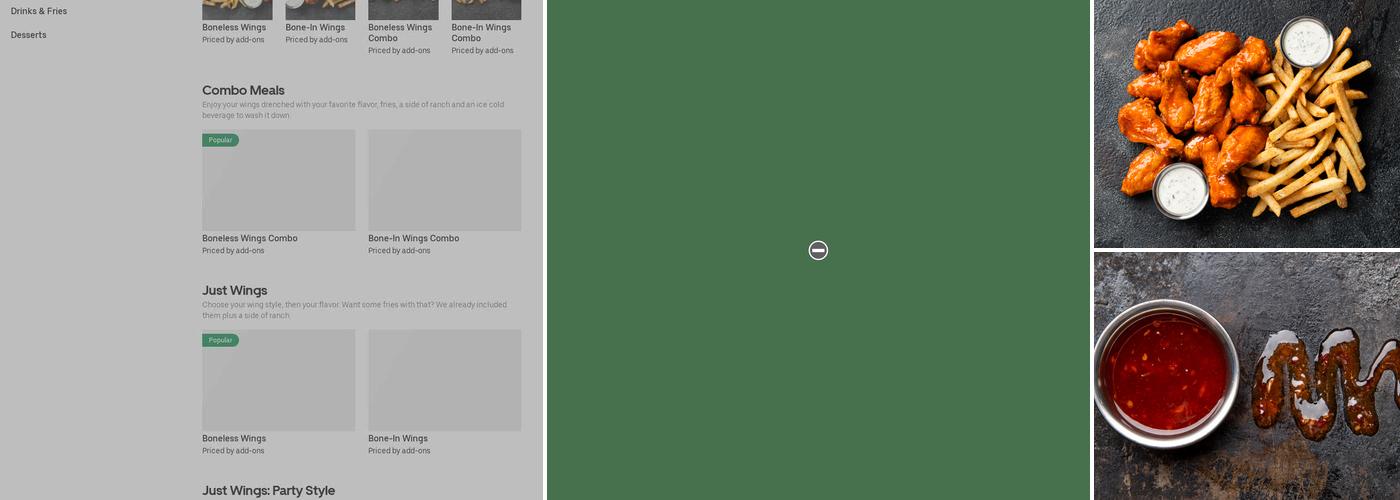 It's Just Wings Menu