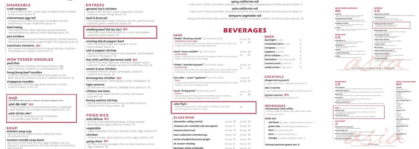 Asia Menu