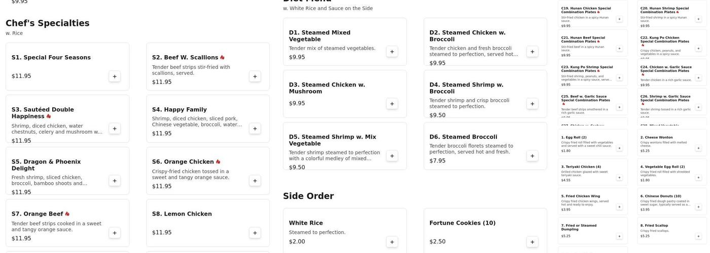 Super China Buffet Menu