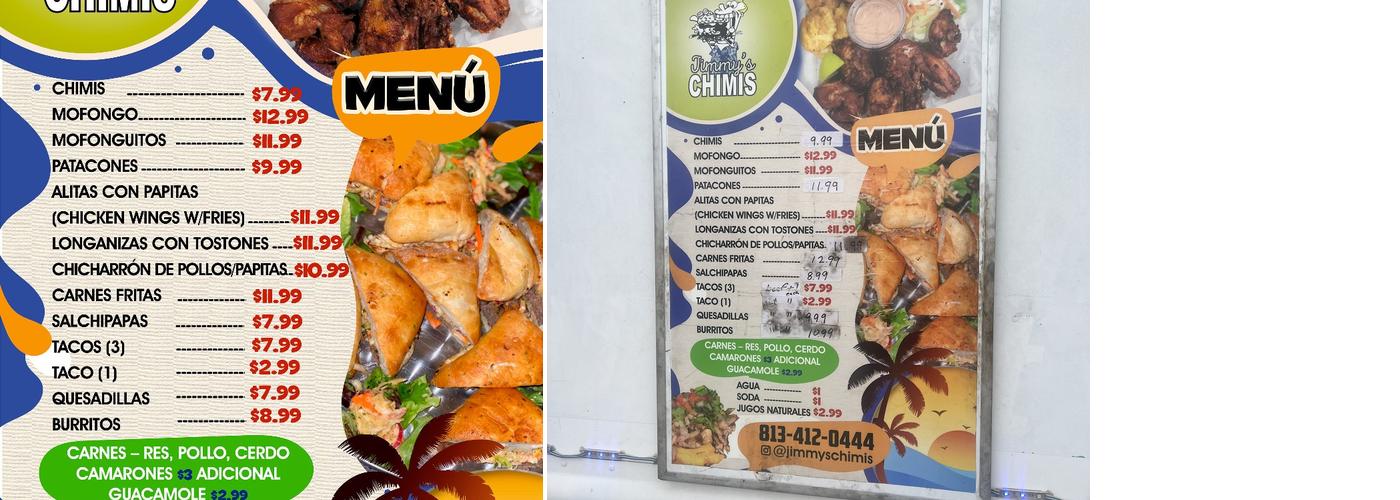 Jimmy’s Chimis Tropical Menu