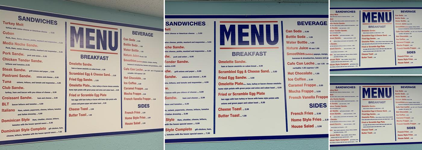 Madelyn's bakery Menu