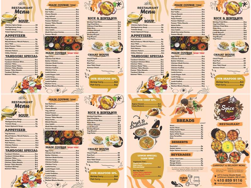 Spice Affair Restaurant Menu