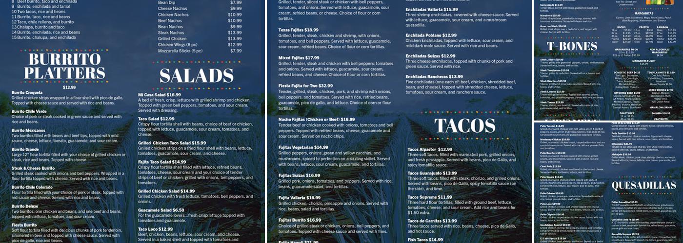 Blue TeQuila Menu