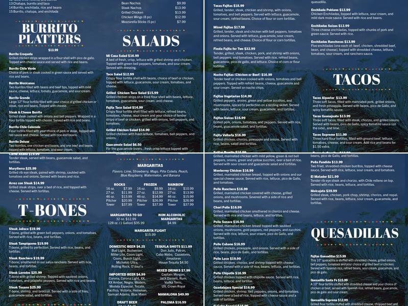 Blue TeQuila Menu