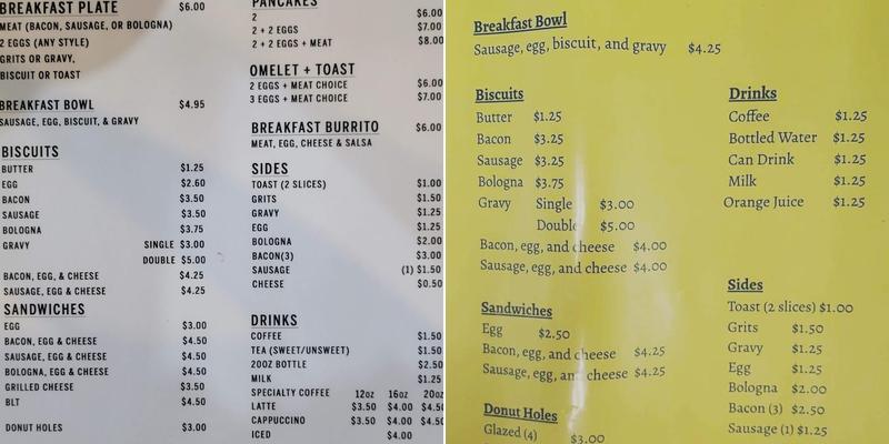 Stop for Breakfast Menu