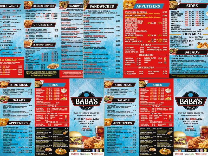 BABA'S GRILL Menu