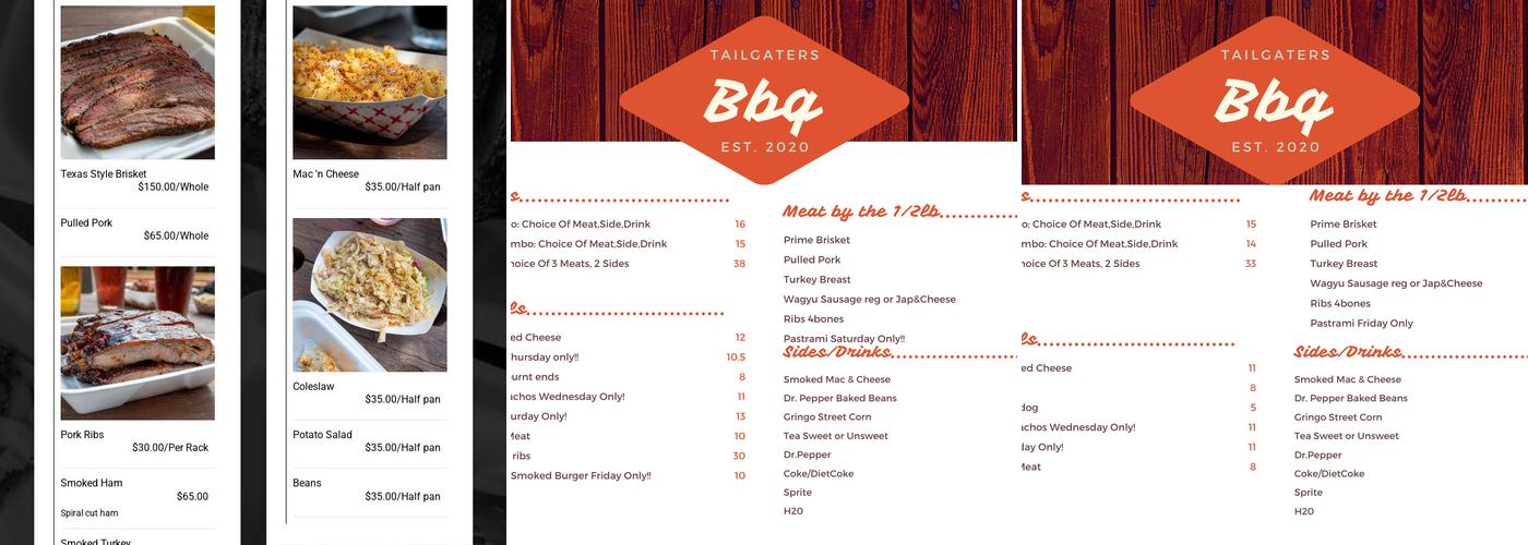 TAILGATERS BBQ Menu