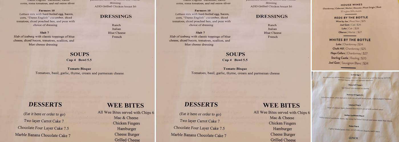 Scottish Thistle Menu