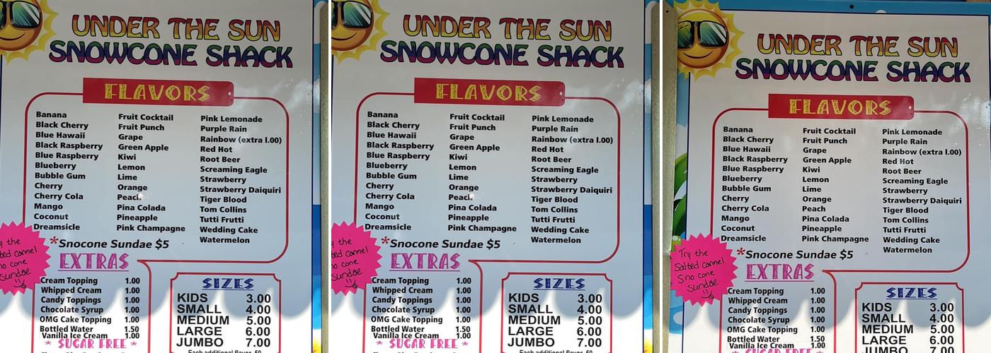 el Snow Cones Menu
