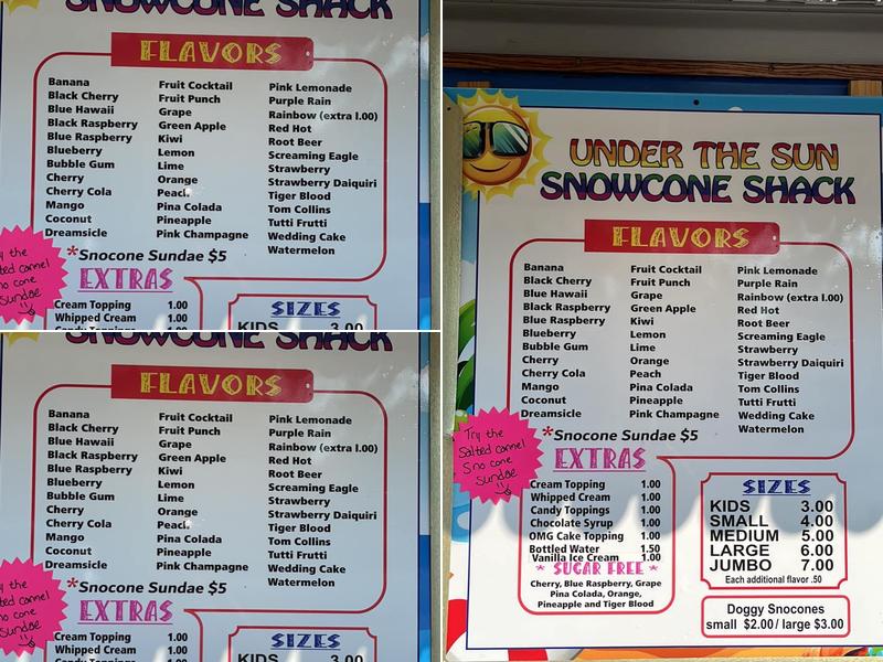 el Snow Cones Menu