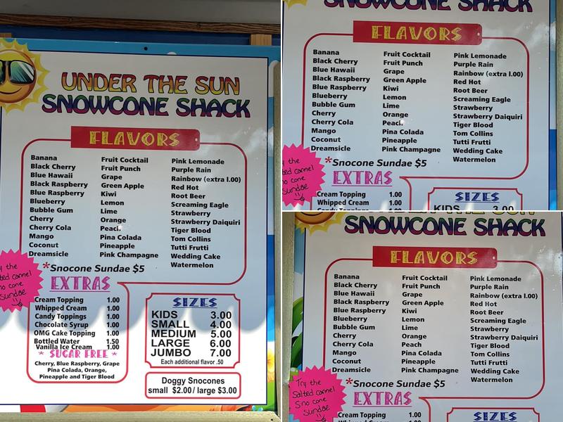 el Snow Cones Menu