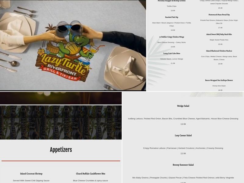 Lazy Turtle RiverFront Grill & Tiki Bar Menu