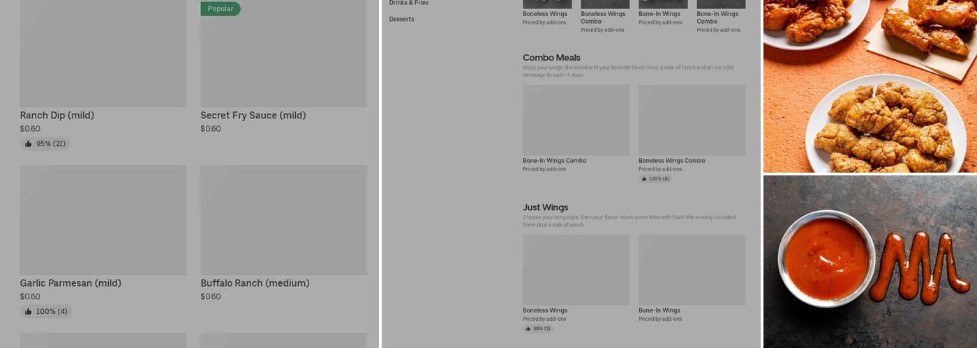 It's Just Wings Menu