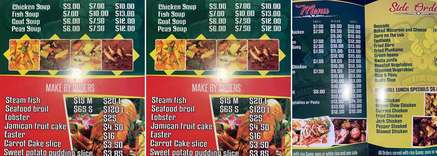 Smooths Creative Cuisine Menu