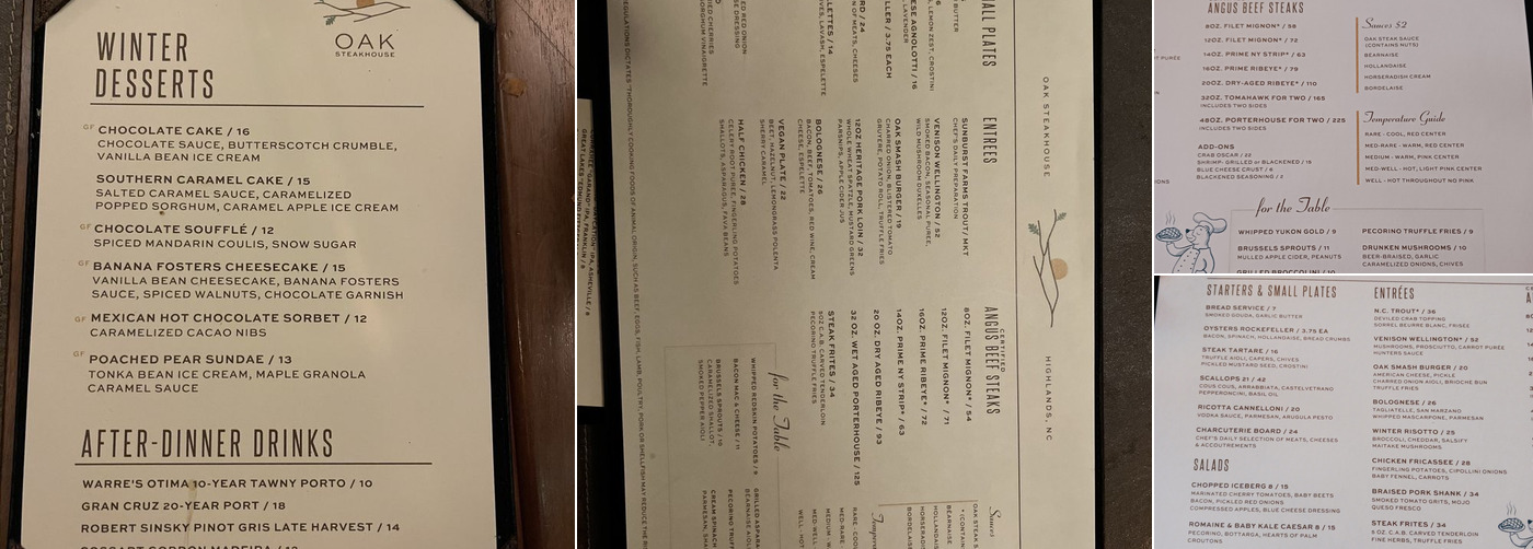 Oak Steakhouse, Highlands Menu, Reviews (659), Photos (67) Restaurantji