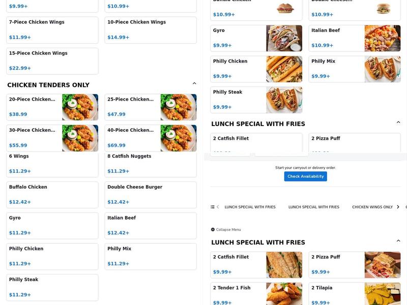 Jordan's Fish Chicken and Gyro Menu