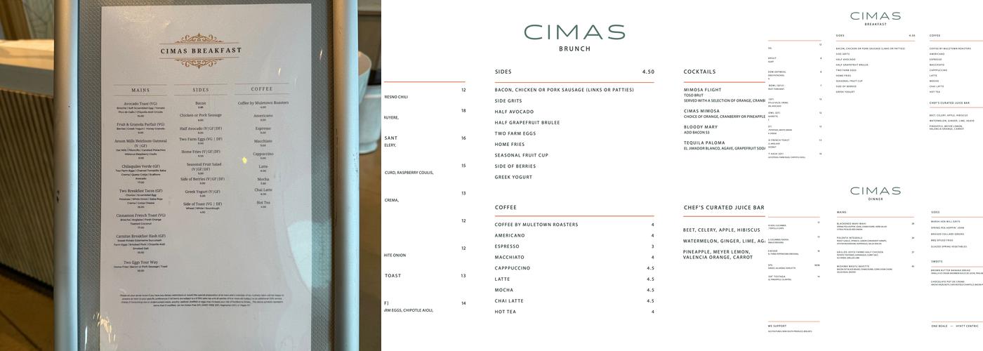 CIMAS Restaurant Menu