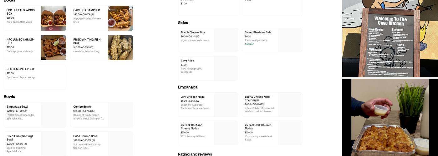 The Cave Kitchen Menu