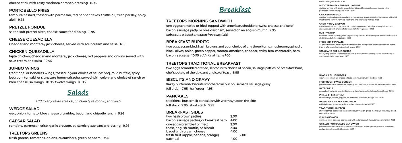 Hunter's Grille Menu