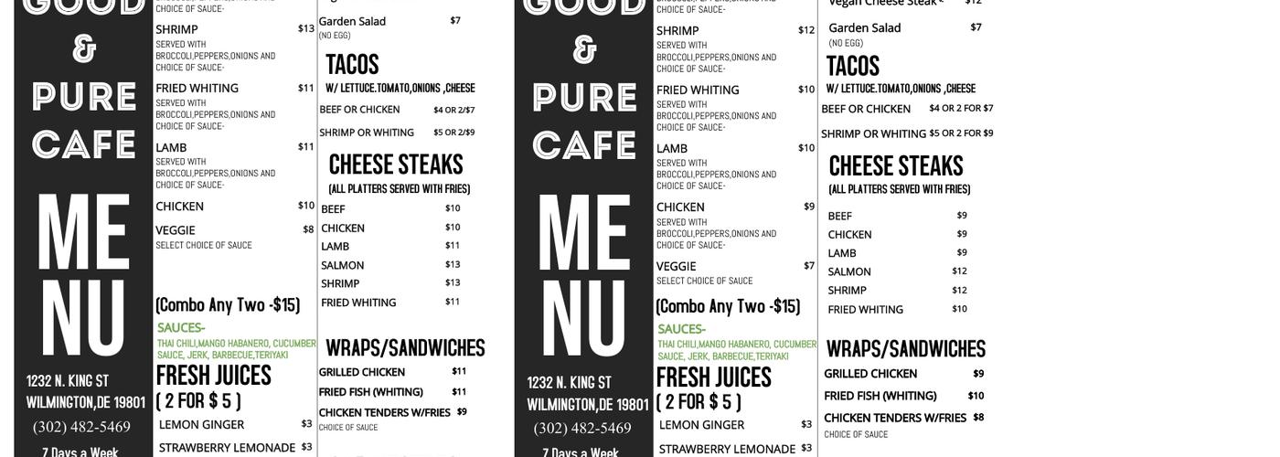 Good And Pure Cafe Menu