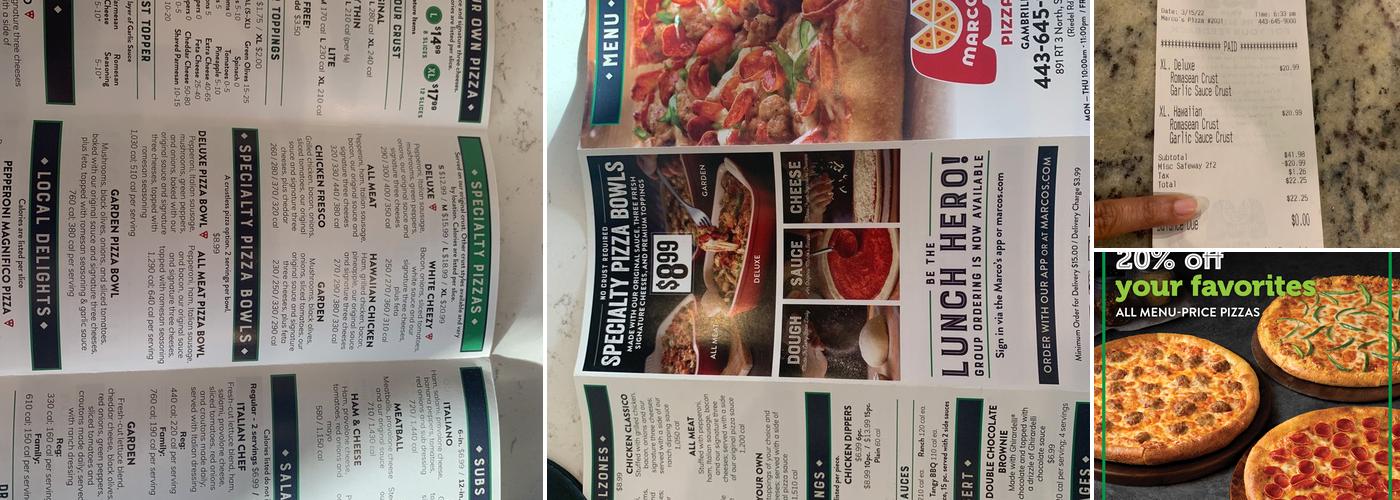 Marco's Pizza Menu