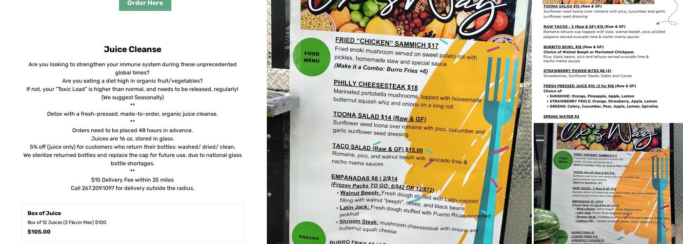 Ox’s Way Menu