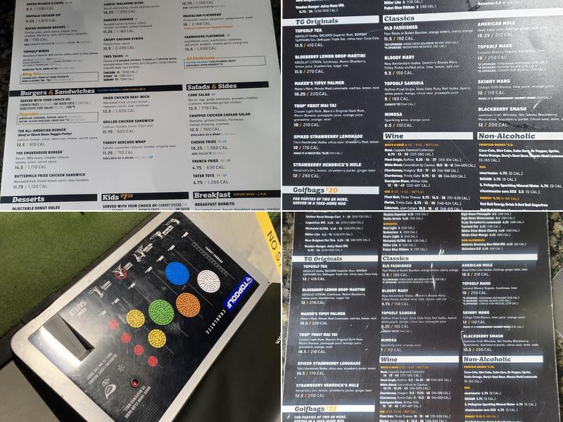 Topgolf Menu