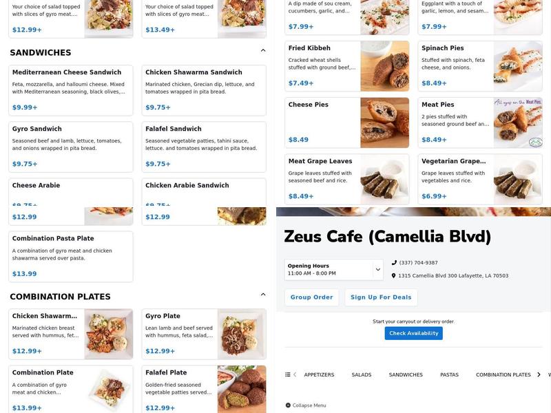 Zeus Menu