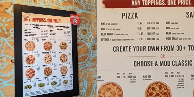MOD Pizza Menu